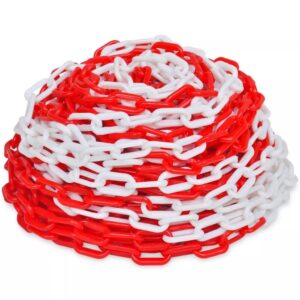Rød/hvid plastikkæde sammenrullet